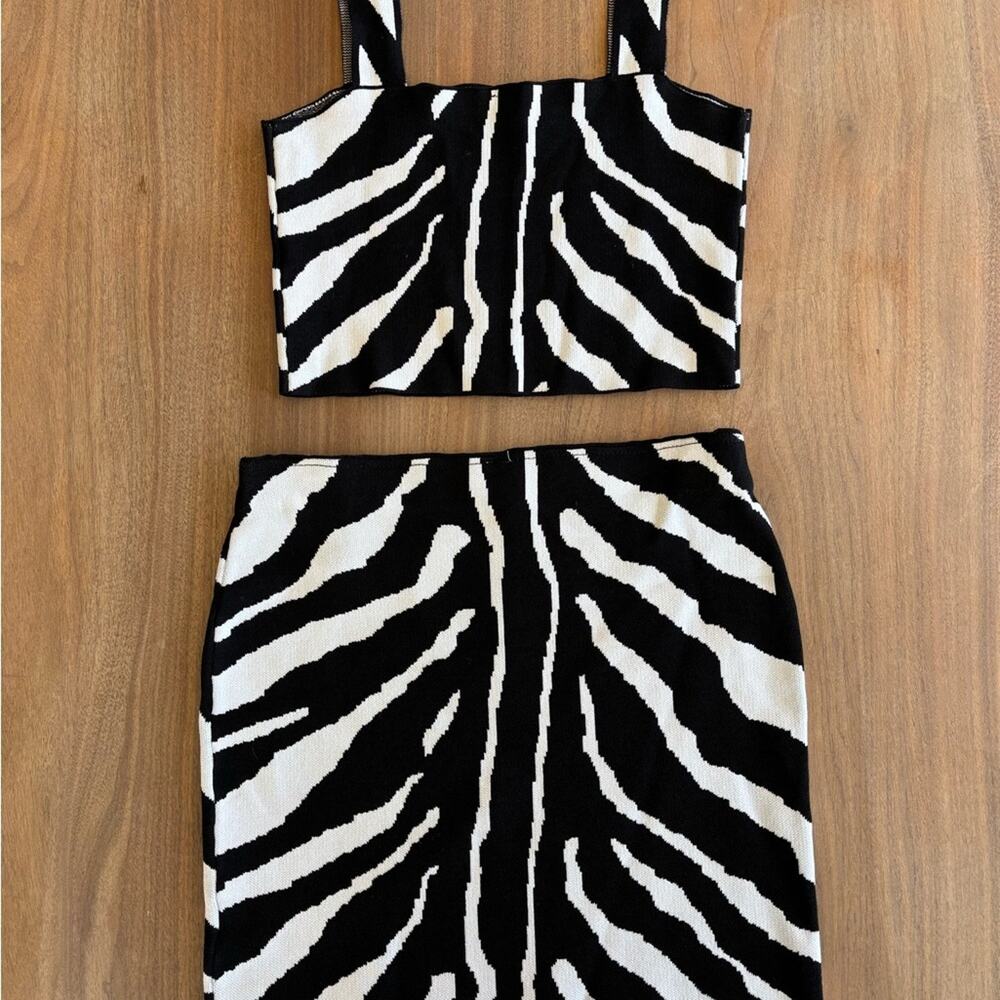 WINDSOR Zebra Print 2 piece set- small top, med skirt